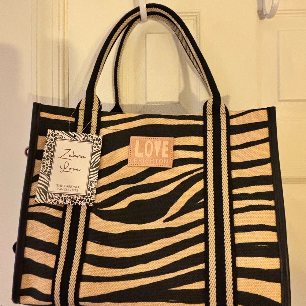 Brighton Zebra Love Tote - Black and Tan